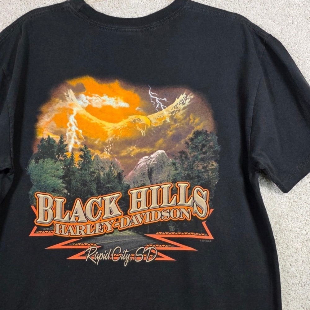 2014 Harley-Davidson Black‎ Hills Lightning Eagle Graphic Tee Mens L Black Biker